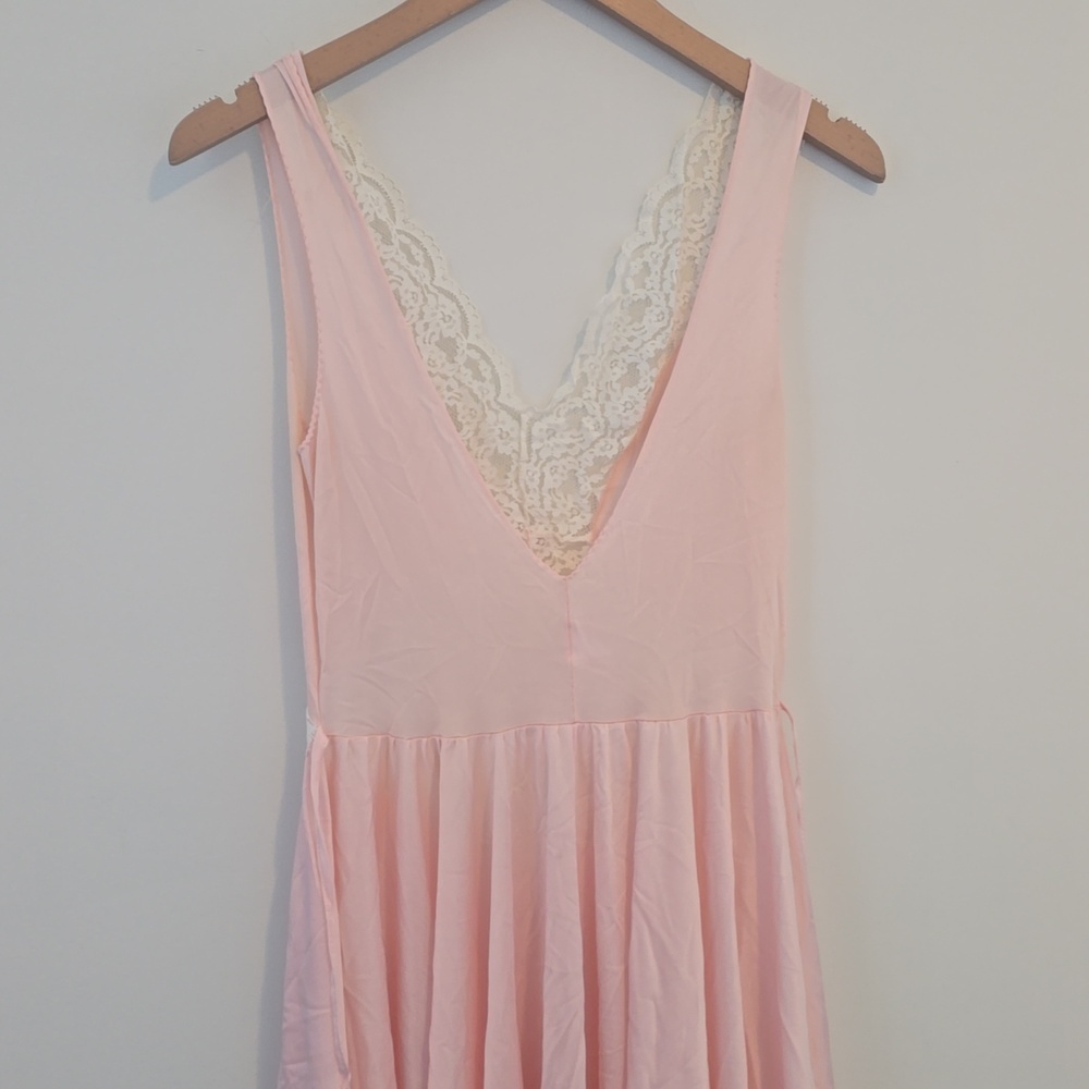 Vintage Soft Pink Lace Trim Maxi Slip Dress - Picture 7 of 10